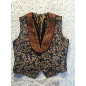 Tancredi & Morgen Womens Shawl Collar Three-Button Jacquard Paisley Cropped Vest